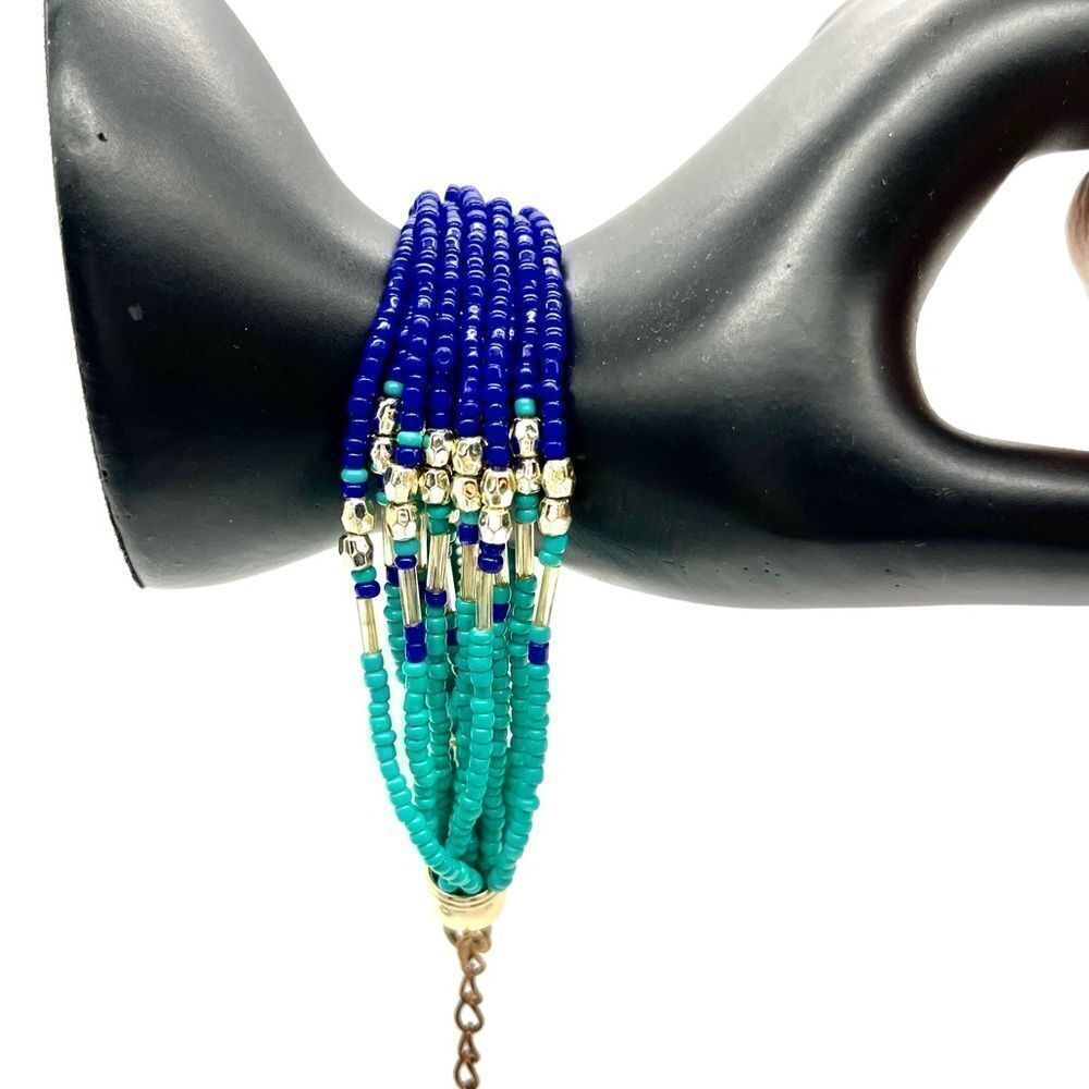 Multi Strand Bracelet in Blue & Turquoise beads